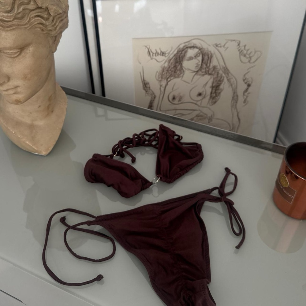 High quality brown expresso scrunched cheeky bikini